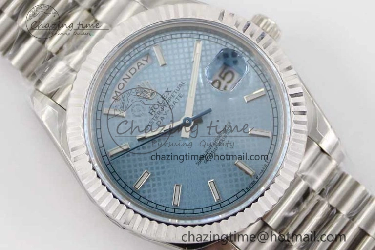 Day Date 40mm SS 904L Steel TWF 1:1 Best Edition Ice Blue Dial on SS Bracelet A2836