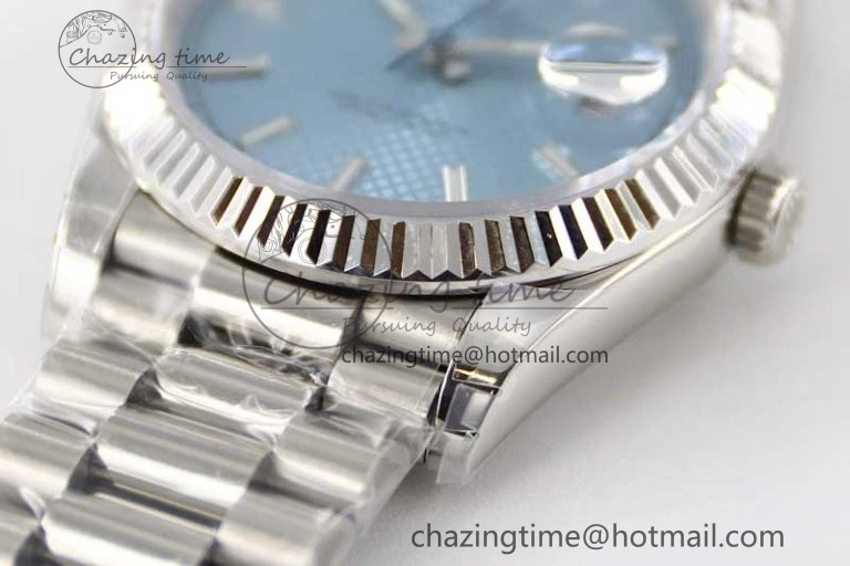 Day Date 40mm SS 904L Steel TWF 1:1 Best Edition Ice Blue Dial on SS Bracelet A2836