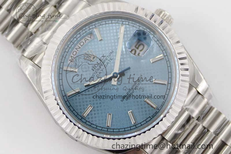 Day Date 40mm SS 904L Steel TWF 1:1 Best Edition Ice Blue Dial on SS Bracelet A2836