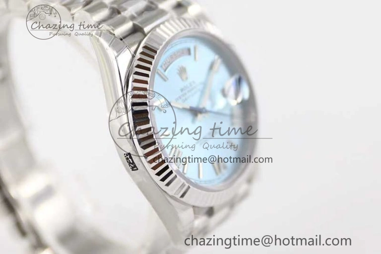 Day Date 40mm SS 904L Steel TWF 1:1 Best Edition Ice Blue Roman Dial on SS Bracelet A2836