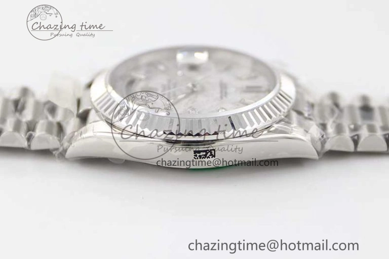 Day Date 40mm SS 904L Steel TWF 1:1 Best Edition Meteorite Crystal Dial on SS Bracelet A2836