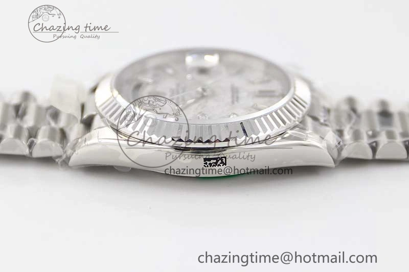 Day Date 40mm SS 904L Steel TWF 1:1 Best Edition Meteorite Crystal Dial on SS Bracelet A2836