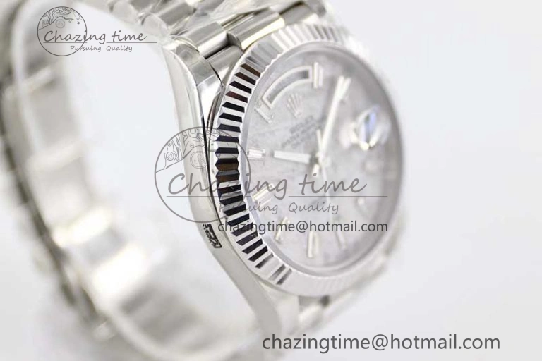 Day Date 40mm SS 904L Steel TWF 1:1 Best Edition Meteorite Crystal Dial on SS Bracelet A2836