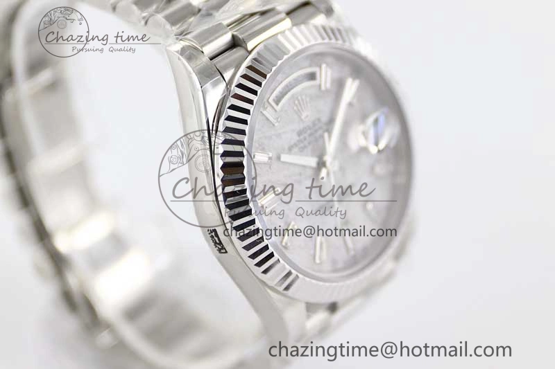 Day Date 40mm SS 904L Steel TWF 1:1 Best Edition Meteorite Crystal Dial on SS Bracelet A2836