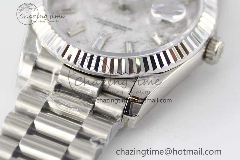 Day Date 40mm SS 904L Steel TWF 1:1 Best Edition Meteorite Crystal Dial on SS Bracelet A2836