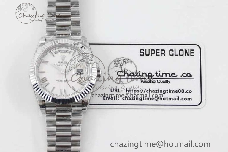 Day Date 40mm SS 904L Steel TWF 1:1 Best Edition White Roman Dial on SS Bracelet A2836