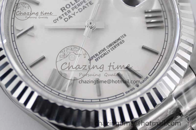Day Date 40mm SS 904L Steel TWF 1:1 Best Edition White Roman Dial on SS Bracelet A2836