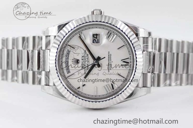 Day Date 40mm SS 904L Steel TWF 1:1 Best Edition White Roman Dial on SS Bracelet A2836