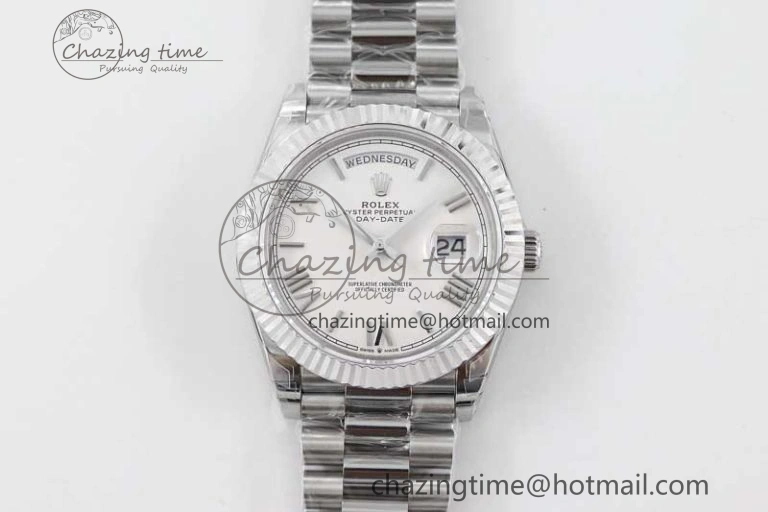 Day Date 40mm SS 904L Steel TWF 1:1 Best Edition White Roman Dial on SS Bracelet A2836