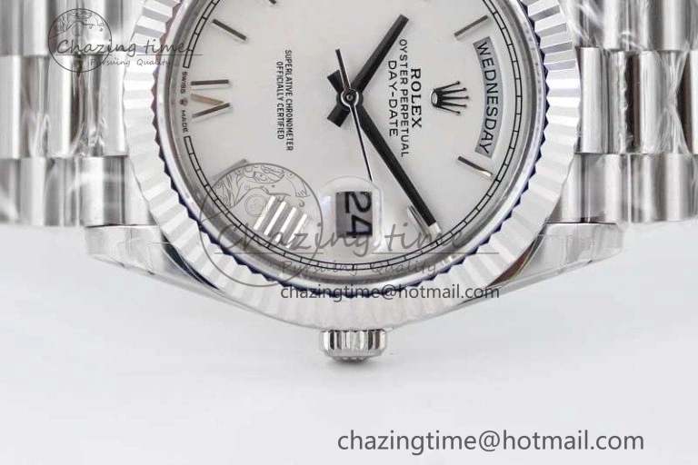 Day Date 40mm SS 904L Steel TWF 1:1 Best Edition White Roman Dial on SS Bracelet A2836