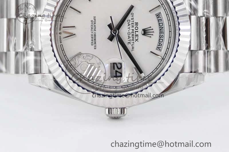 Day Date 40mm SS 904L Steel TWF 1:1 Best Edition White Roman Dial on SS Bracelet A2836