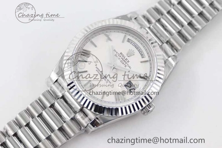 Day Date 40mm SS 904L Steel TWF 1:1 Best Edition White Roman Dial on SS Bracelet A2836