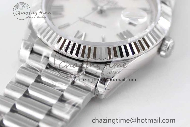Day Date 40mm SS 904L Steel TWF 1:1 Best Edition White Roman Dial on SS Bracelet A2836