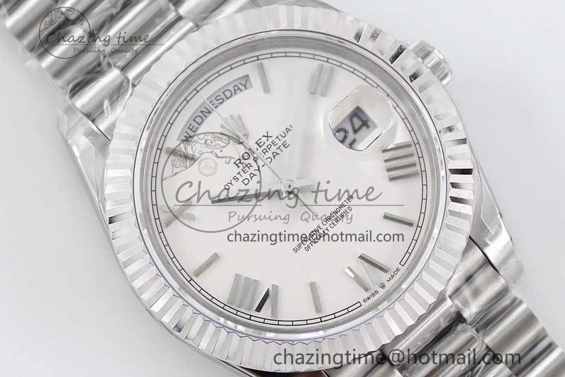 Day Date 40mm SS 904L Steel TWF 1:1 Best Edition White Roman Dial on SS Bracelet A2836