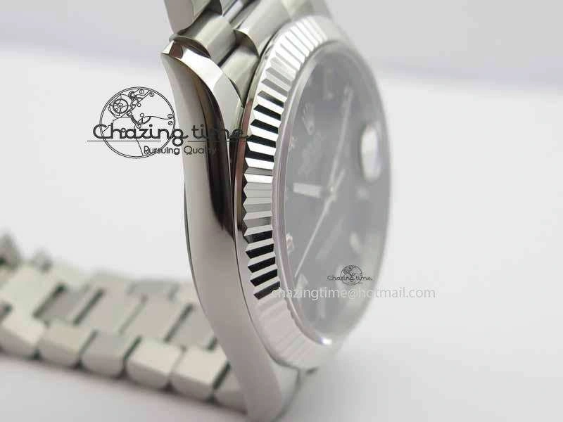 Day Date 40mm SS BP Maker Best Edition Black Dial Diamond Markers On SS Bracelet A2836