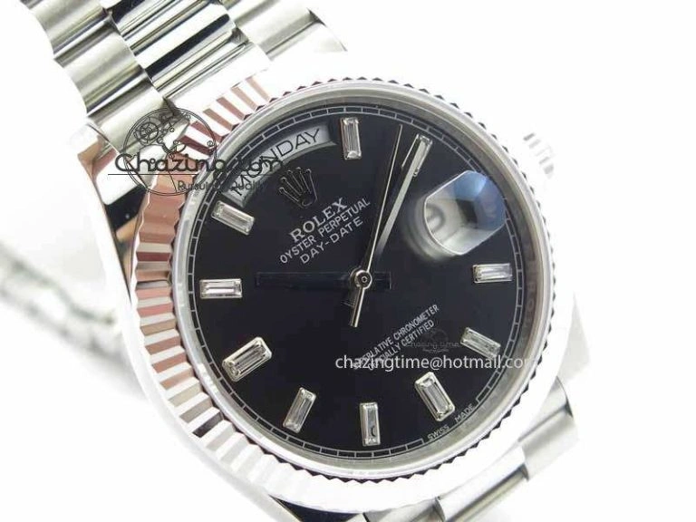 Day Date 40mm SS BP Maker Best Edition Black Dial Diamond Markers On SS Bracelet ETA2836