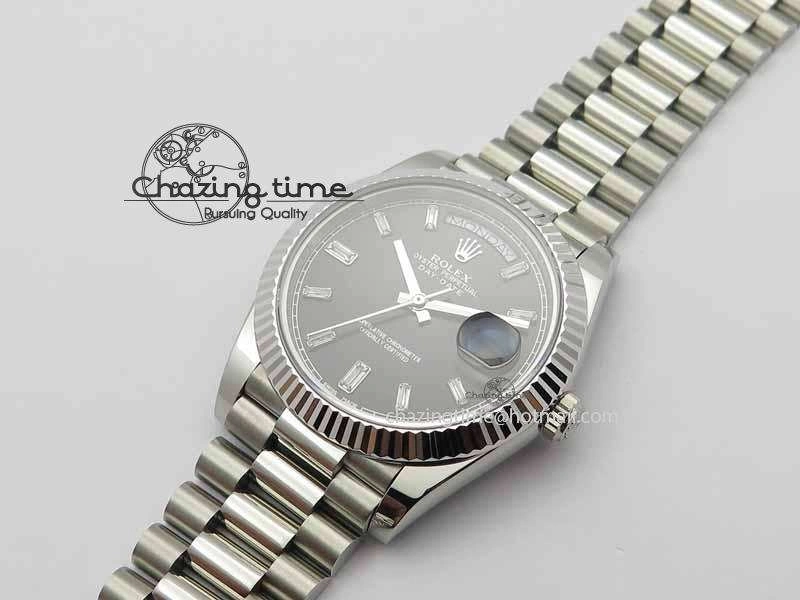 Day Date 40mm SS BP Maker Best Edition Black Dial Diamond Markers On SS Bracelet ETA2836