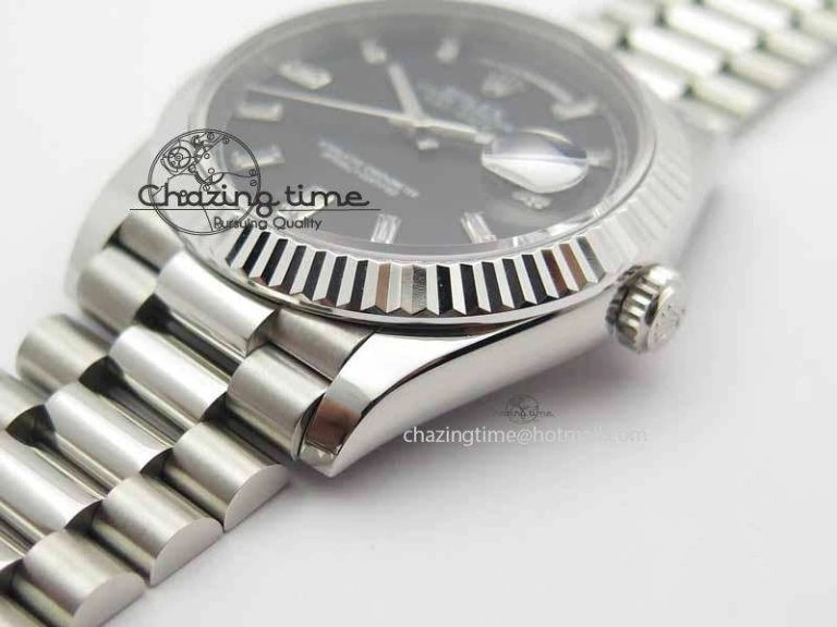 Day Date 40mm SS BP Maker Best Edition Black Dial Diamond Markers On SS Bracelet ETA2836