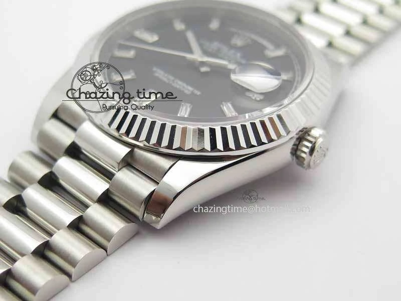 Day Date 40mm SS BP Maker Best Edition Black Dial Diamond Markers On SS Bracelet ETA2836