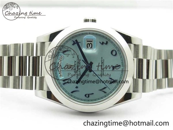 Day Date 40mm SS BP Maker Best Edition Blue Dial Arabic Markers On SS Bracelet A2813