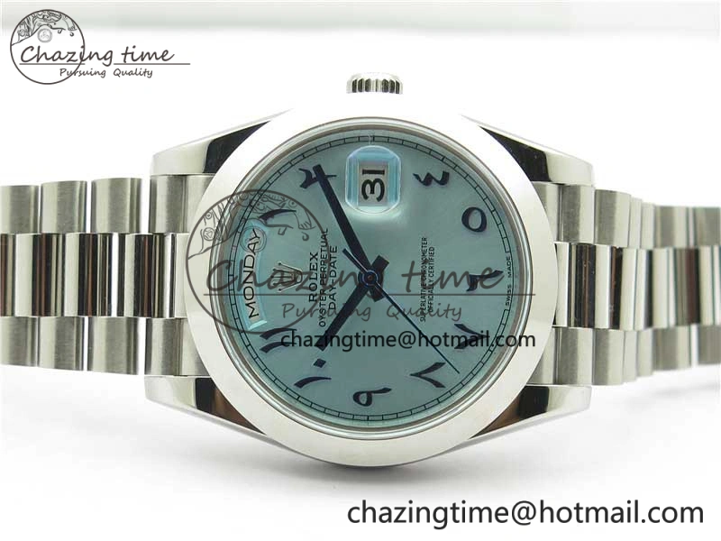 Day Date 40mm SS BP Maker Best Edition Blue Dial Arabic Markers On SS Bracelet A2813
