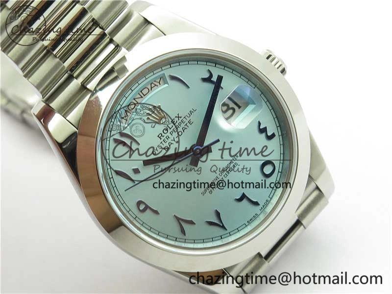 Day Date 40mm SS BP Maker Best Edition Blue Dial Arabic Markers On SS Bracelet A2813