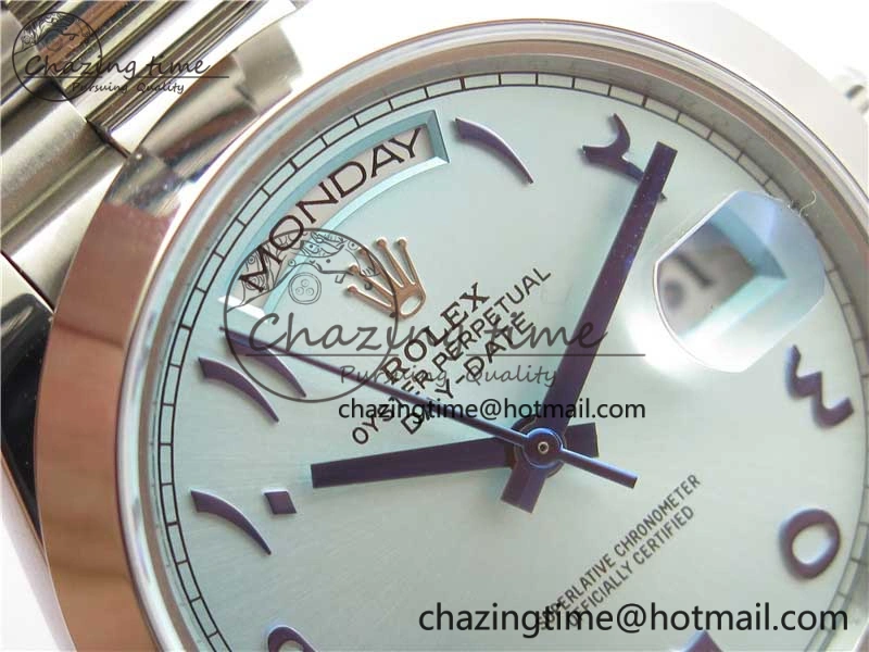 Day Date 40mm SS BP Maker Best Edition Blue Dial Arabic Markers On SS Bracelet A2813
