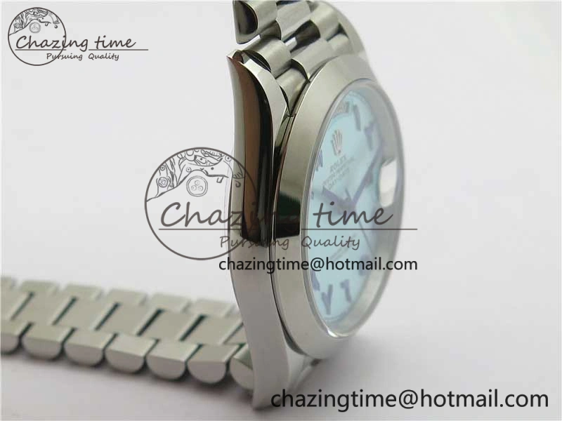 Day Date 40mm SS BP Maker Best Edition Blue Dial Arabic Markers On SS Bracelet A2813