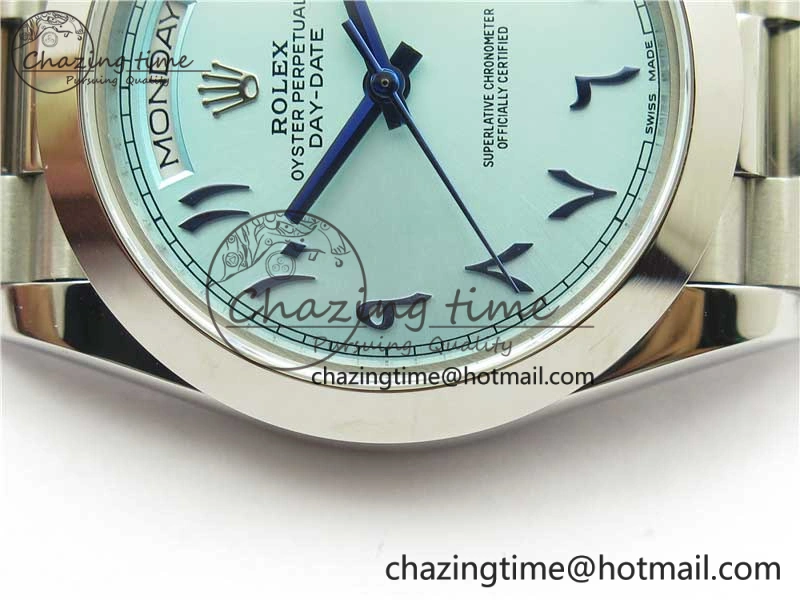 Day Date 40mm SS BP Maker Best Edition Blue Dial Arabic Markers On SS Bracelet A2813