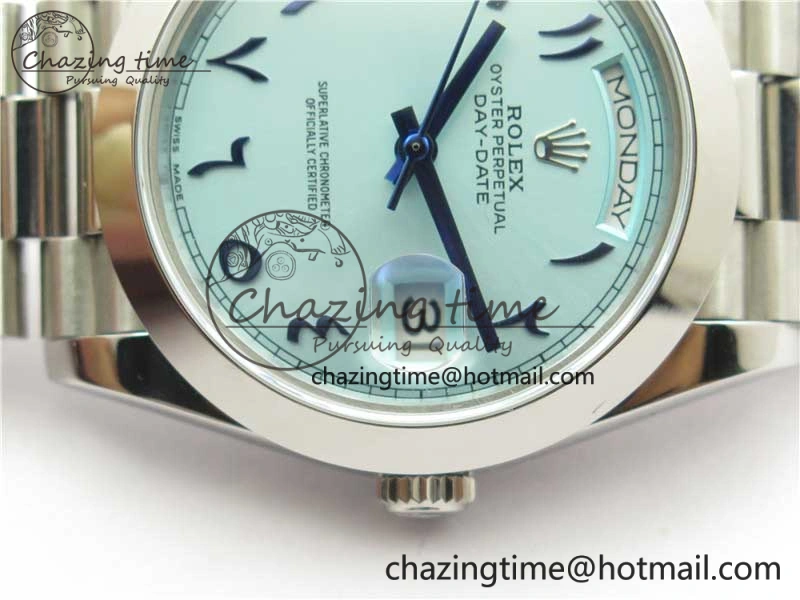 Day Date 40mm SS BP Maker Best Edition Blue Dial Arabic Markers On SS Bracelet A2813