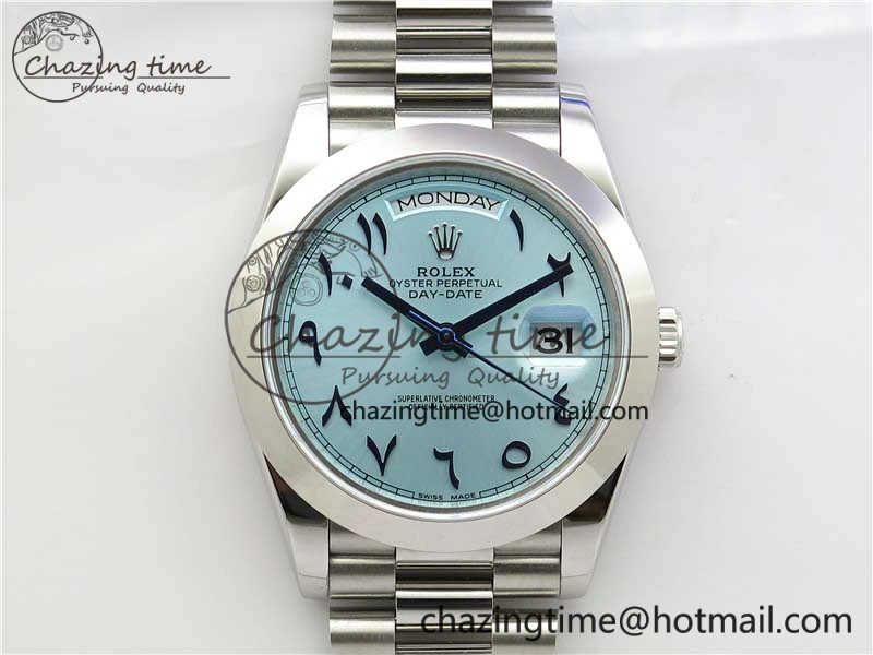 Day Date 40mm SS BP Maker Best Edition Blue Dial Arabic Markers On SS Bracelet A2813