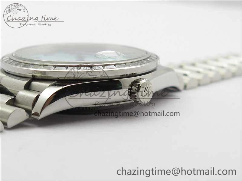 Day Date 40mm SS BP Maker Best Edition Crystal Bezel Blue Dial Arabic Markers On SS Bracelet A2813