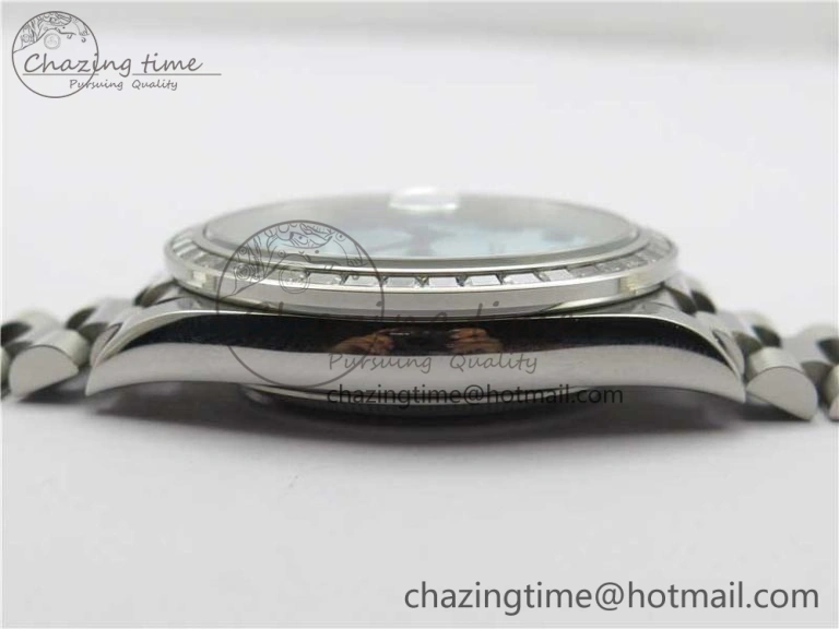 Day Date 40mm SS BP Maker Best Edition Crystal Bezel Blue Dial Arabic Markers On SS Bracelet A2813