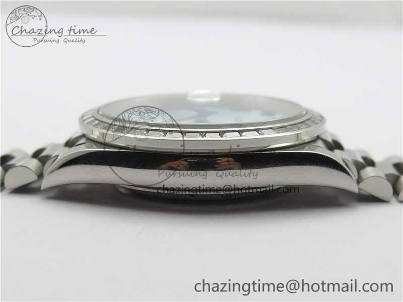 Day Date 40mm SS BP Maker Best Edition Crystal Bezel Blue Dial Arabic Markers On SS Bracelet A2813