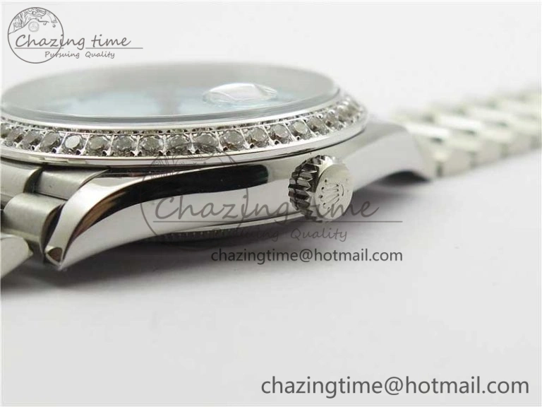 Day Date 40mm SS BP Maker Best Edition Diamond Bezel Blue Dial Arabic Markers On SS Bracelet A2813