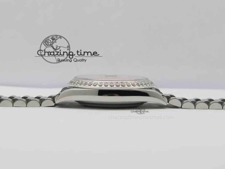Day Date 40mm SS BP Maker Best Edition Diamond Bezel Ice Blue Dial On SS Bracelet ETA2836