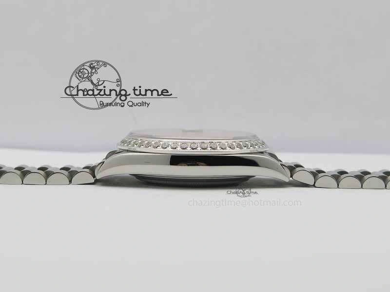 Day Date 40mm SS BP Maker Best Edition Diamond Bezel Ice Blue Dial On SS Bracelet ETA2836