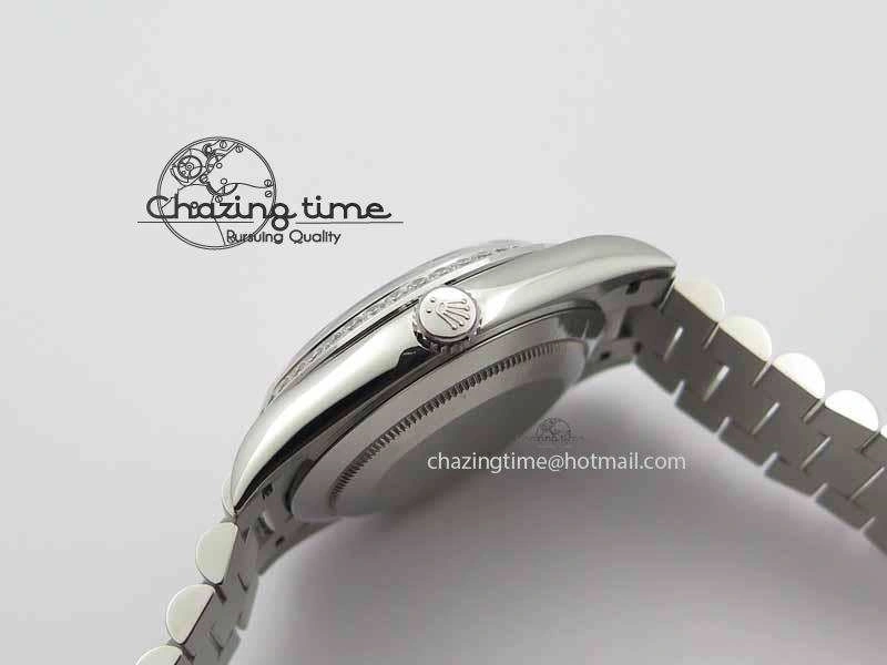 Day Date 40mm SS BP Maker Best Edition Diamond Bezel Ice Blue Dial On SS Bracelet ETA2836