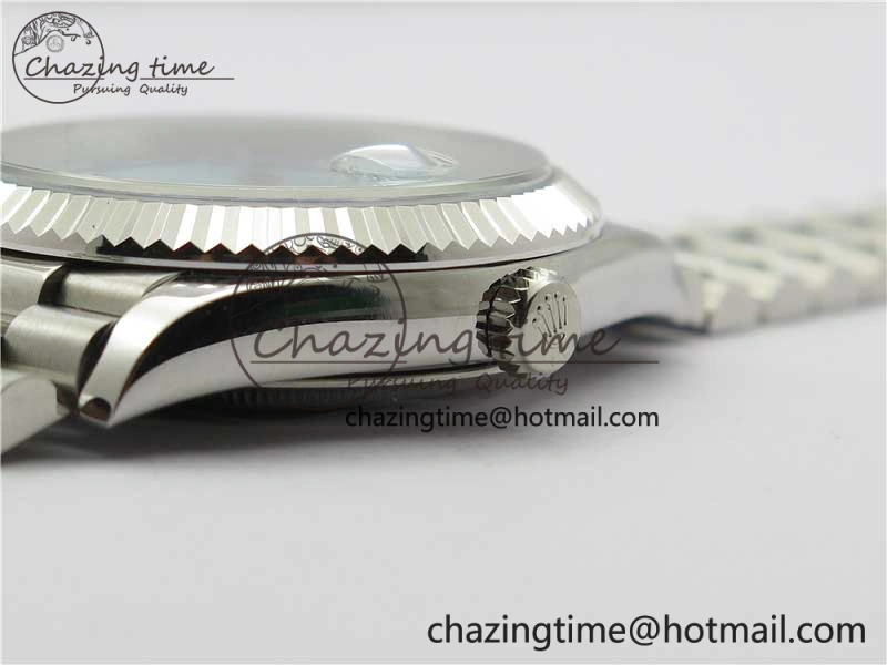 Day Date 40mm SS BP Maker Best Edition Fluted Bezel Blue Dial Arabic Markers On SS Bracelet A2813
