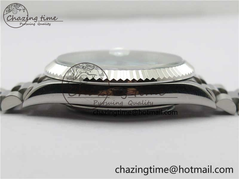 Day Date 40mm SS BP Maker Best Edition Fluted Bezel Blue Dial Arabic Markers On SS Bracelet A2813