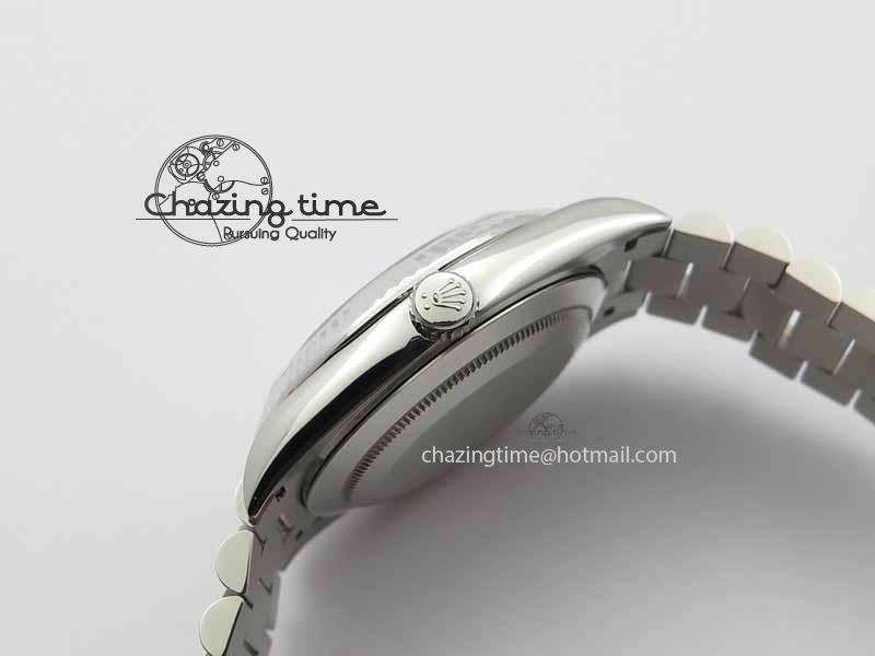 Day Date 40mm SS BP Maker Best Edition Ice Blue Dial Diamond Markers On SS Bracelet A2836