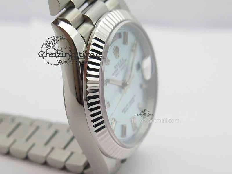 Day Date 40mm SS BP Maker Best Edition Ice Blue Dial Diamond Markers On SS Bracelet A2836