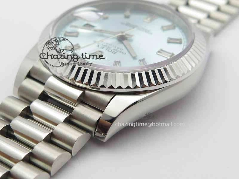 Day Date 40mm SS BP Maker Best Edition Ice Blue Dial Diamond Markers On SS Bracelet ETA2836