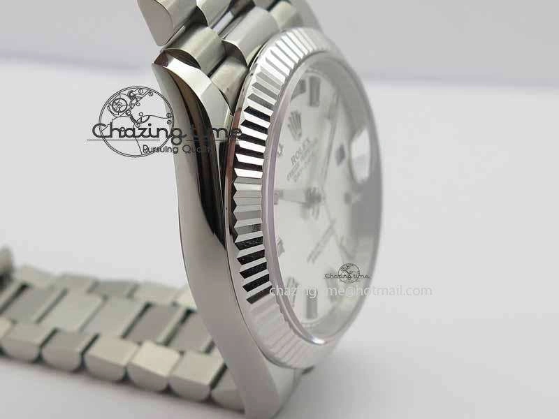 Day Date 40mm SS BP Maker Best Edition Silver Dial Diamond Markers On SS Bracelet A2836