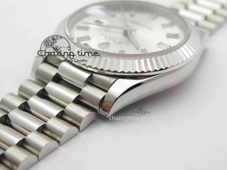 Day Date 40mm SS BP Maker Best Edition Silver Dial Diamond Markers On SS Bracelet ETA2836