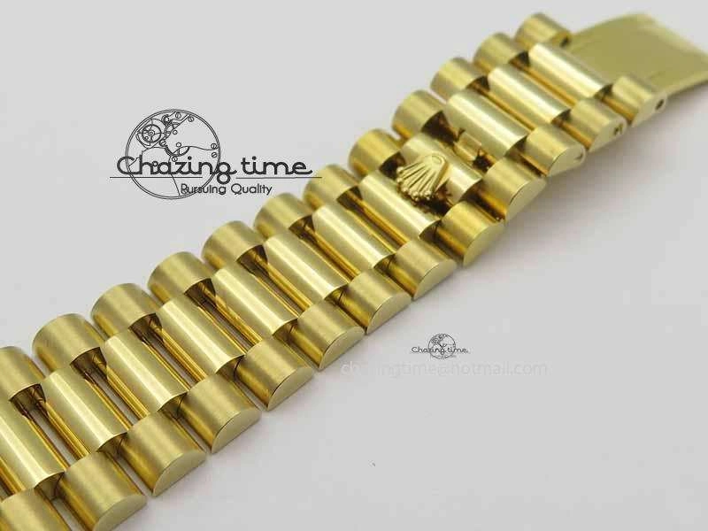 Day Date 40mm Wrapped YG BP Maker Best Edition Gold Dial Diamond Bezel On YG Bracelet ETA2836
