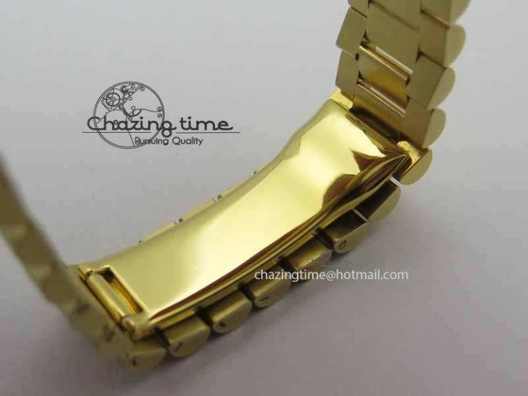Day Date 40mm Wrapped YG BP Maker Best Edition Gold Dial Diamond Bezel On YG Bracelet ETA2836
