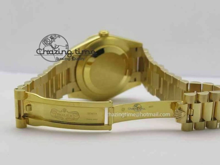 Day Date 40mm Wrapped YG BP Maker Best Edition Gold Dial Diamond Bezel On YG Bracelet ETA2836