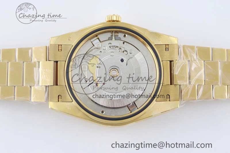 Day Date 40mm YG 904L Steel TWF 1:1 Best Edition Silver Roman Dial on YG Bracelet A2836