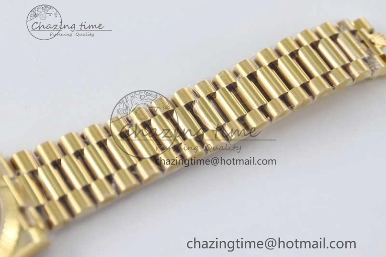 Day Date 40mm YG 904L Steel TWF 1:1 Best Edition Silver Roman Dial on YG Bracelet A2836